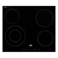 Beko Plaque de cuisson vitrocéramique avec 4 feux + double zone, 6800 W fonction d'arrêt automatique 58x81cm, Noir (HIC64401)