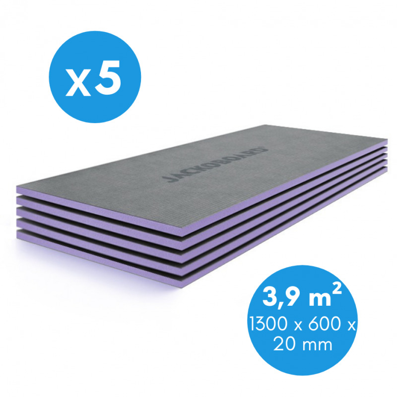 Jackon Plano 1300x600x20 mm Pack de 5 Panneaux à carreler isolants pour tout type de support, surface totale 3,9m² (4521944)