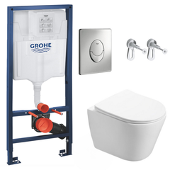 Grohe Pack WC Bâti-support + WC Swiss Aqua Technologies Infinitio sans bride fixation invisible + Plaque chrome RapidSL-Infinitio-2 0