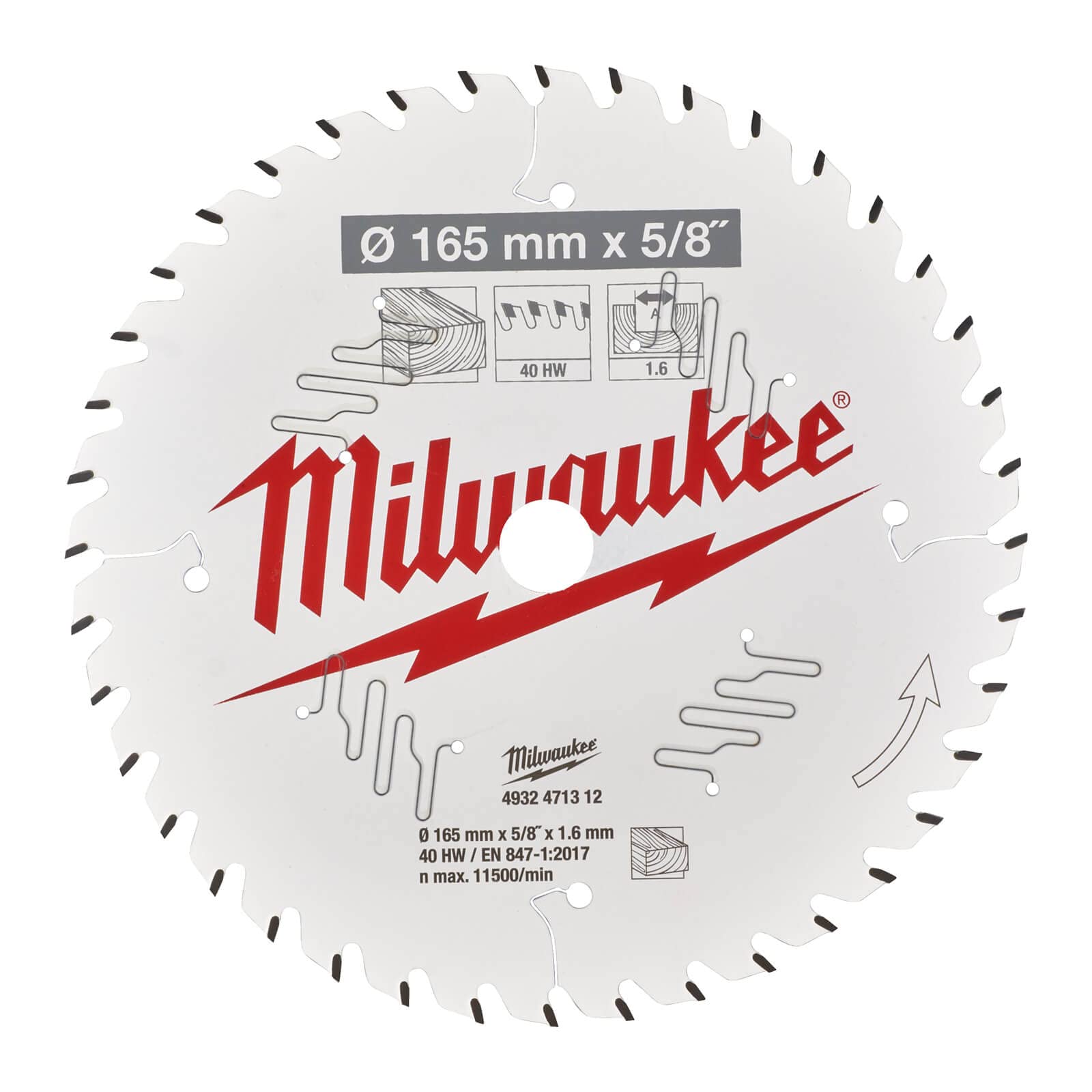 Lame scie circulaire MILWAUKEE 40 dents 1.6x165mm 4932471312 1