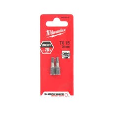 2 Embouts Torx MILWAUKEE TX15 25mm SHOCKWAVE 4932352440 0