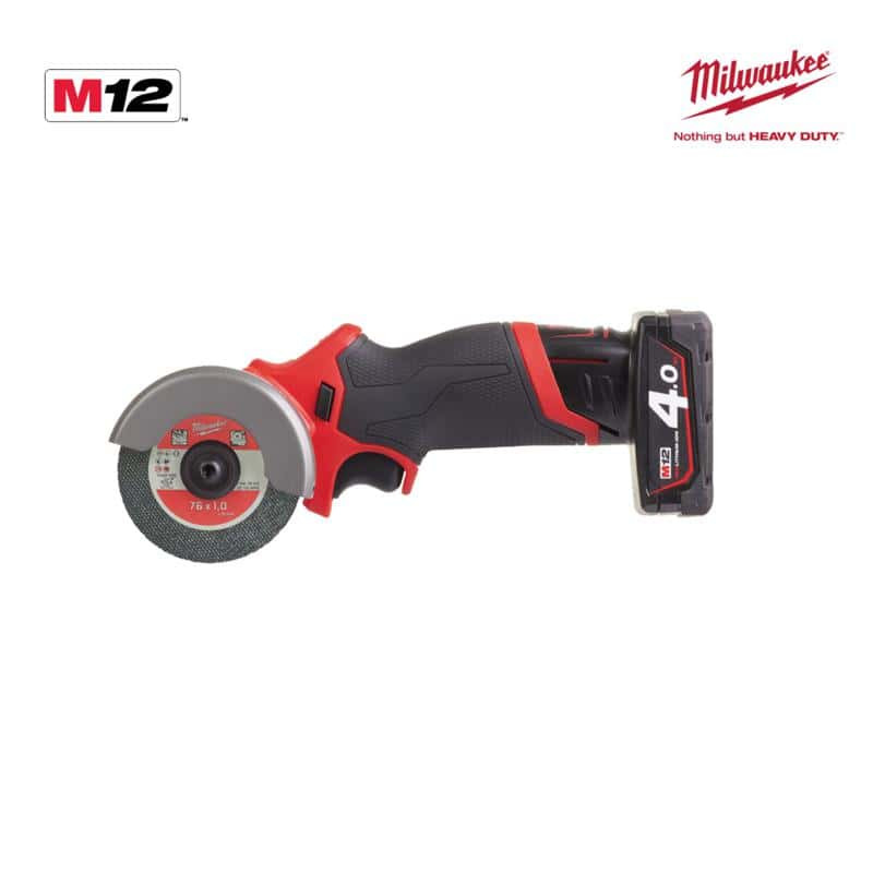 Meuleuse d'angle MILWAUKEE M12 FCOT-422X - 1 batterie 2.0 Ah - 1 batterie 4.0 Ah - 1 chargeur 4933464619