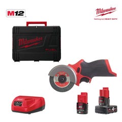 Meuleuse d'angle MILWAUKEE M12 FCOT-422X - 1 batterie 2.0 Ah - 1 batterie 4.0 Ah - 1 chargeur 4933464619 1