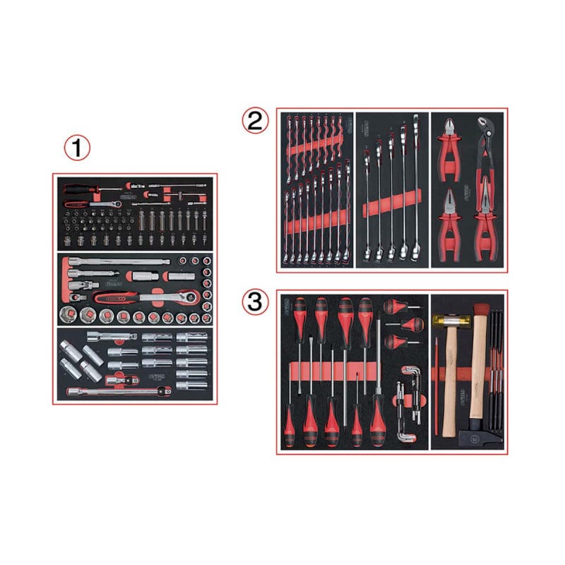 Composition d'outils KS TOOLS - Pour servante - 3 tiroirs - 158 pcs - 714.0158 0
