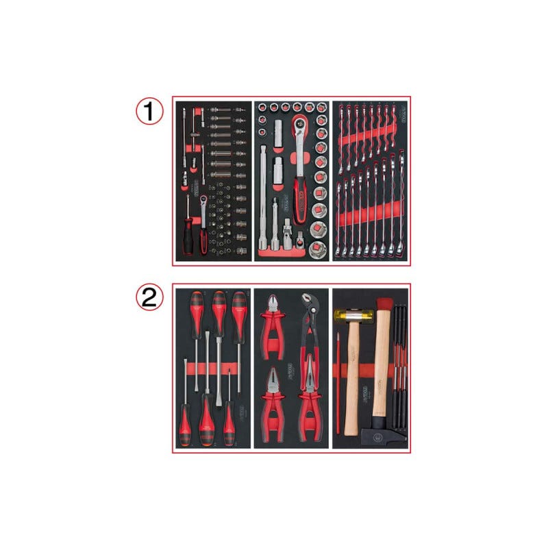 Composition d'outils KS TOOLS - Pour servante - 2 tiroirs - 114 pcs - 714.0114 0