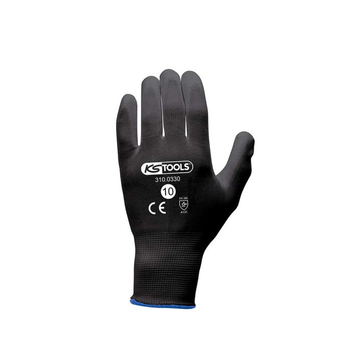 Boîte de 12 paires de gants KS TOOLS - Microfibres - Noir - Taille XL - 310.0330 0