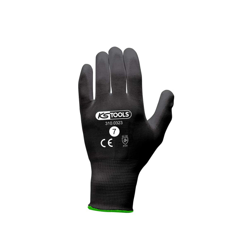 Boîte de 12 paires de gants KS TOOLS - Microfibres - Noir - Taille S - 310.0323