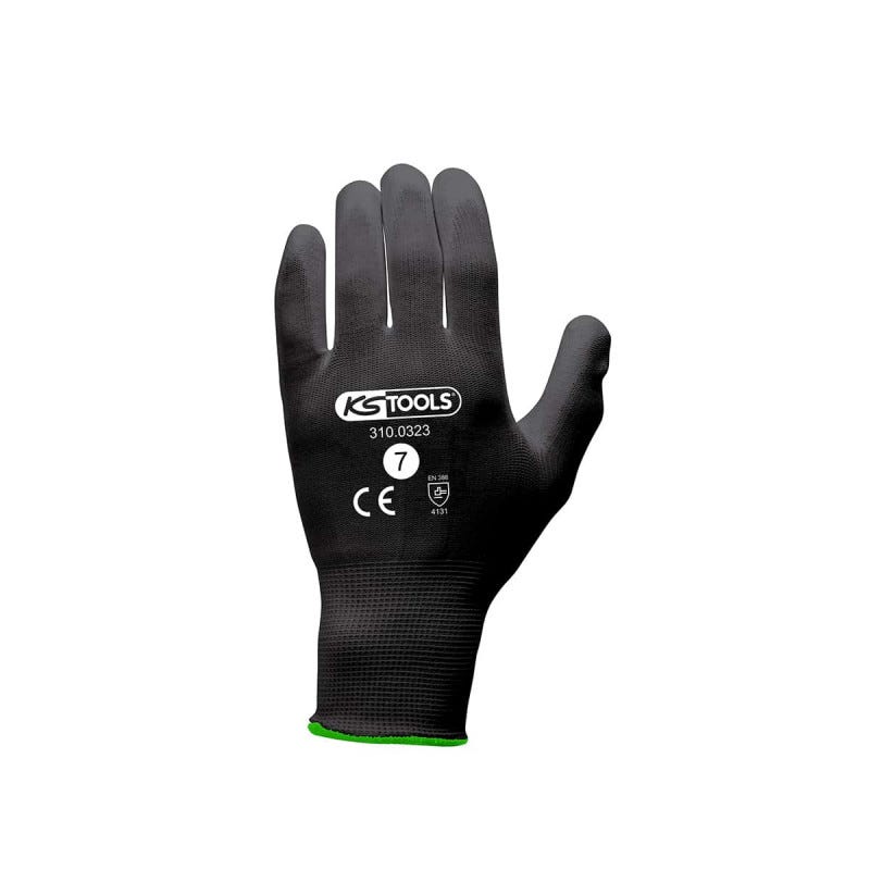 Boîte de 12 paires de gants KS TOOLS - Microfibres - Noir - Taille S - 310.0323 0