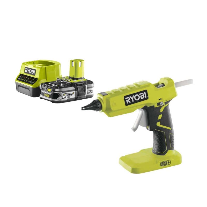 Pack RYOBI Pistolet à colle 18V One+ R18GLU-0 - 1 Batterie 2.5Ah - 1 Chargeur rapide RC18120-125 0