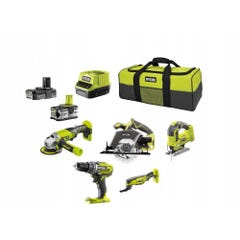 Pack RYOBI complet 5 outils - 2 batteries 2.0Ah et 4.0Ah - 1 chargeur - R18CK5A-242S 5