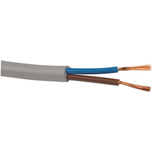 Câble souple domestique H05 VV-F Electraline - 2 x 1,5 mm² - Couronne de 50 m - Gris 0