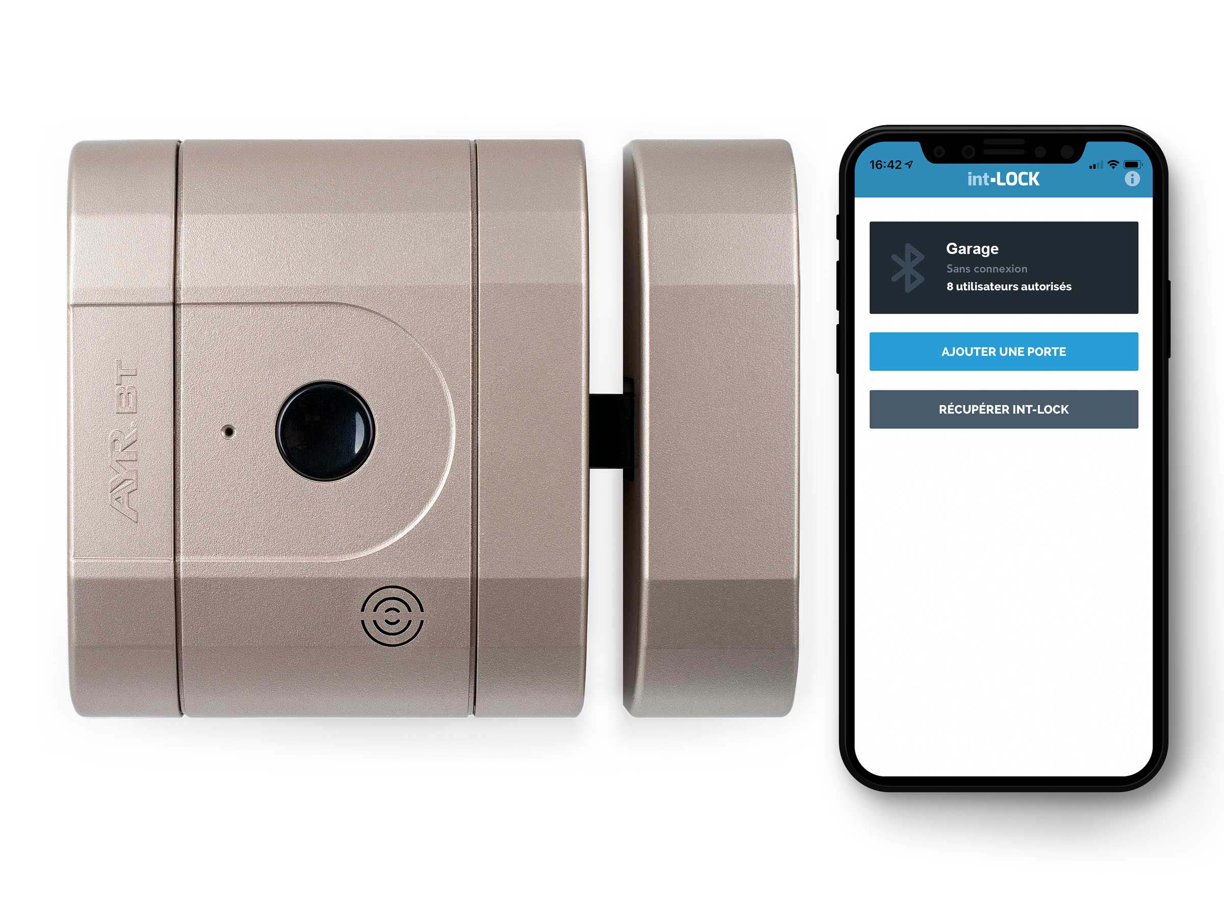Verrou int-LOCK Bluetooth avec 2 télécommandes + APP pour Smartphone, finition Nickel Mat-AYR