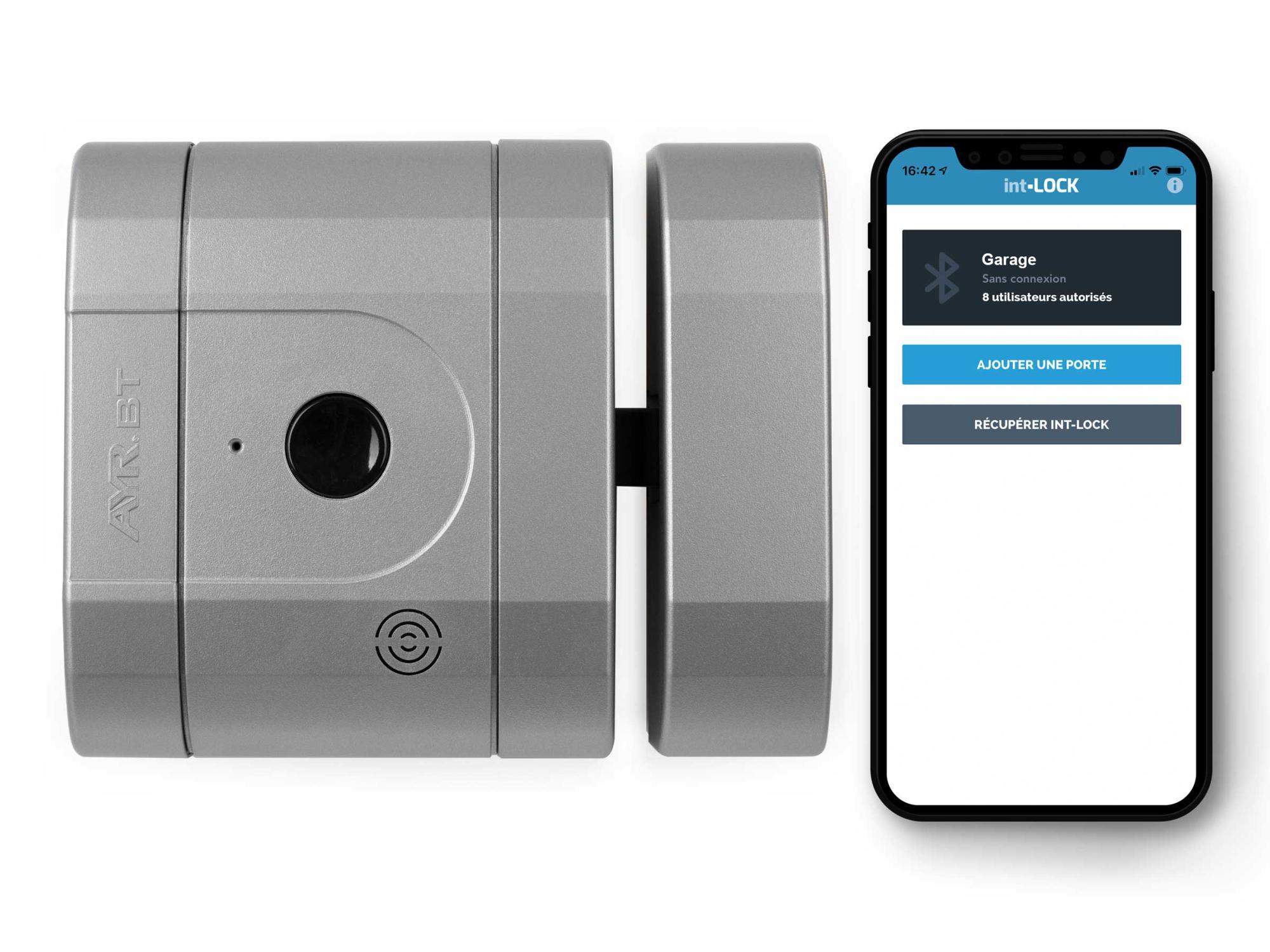 Verrou int-LOCK Bluetooth avec 2 télécommandes + APP pour Smartphone, finition Chrome Mat-AYR