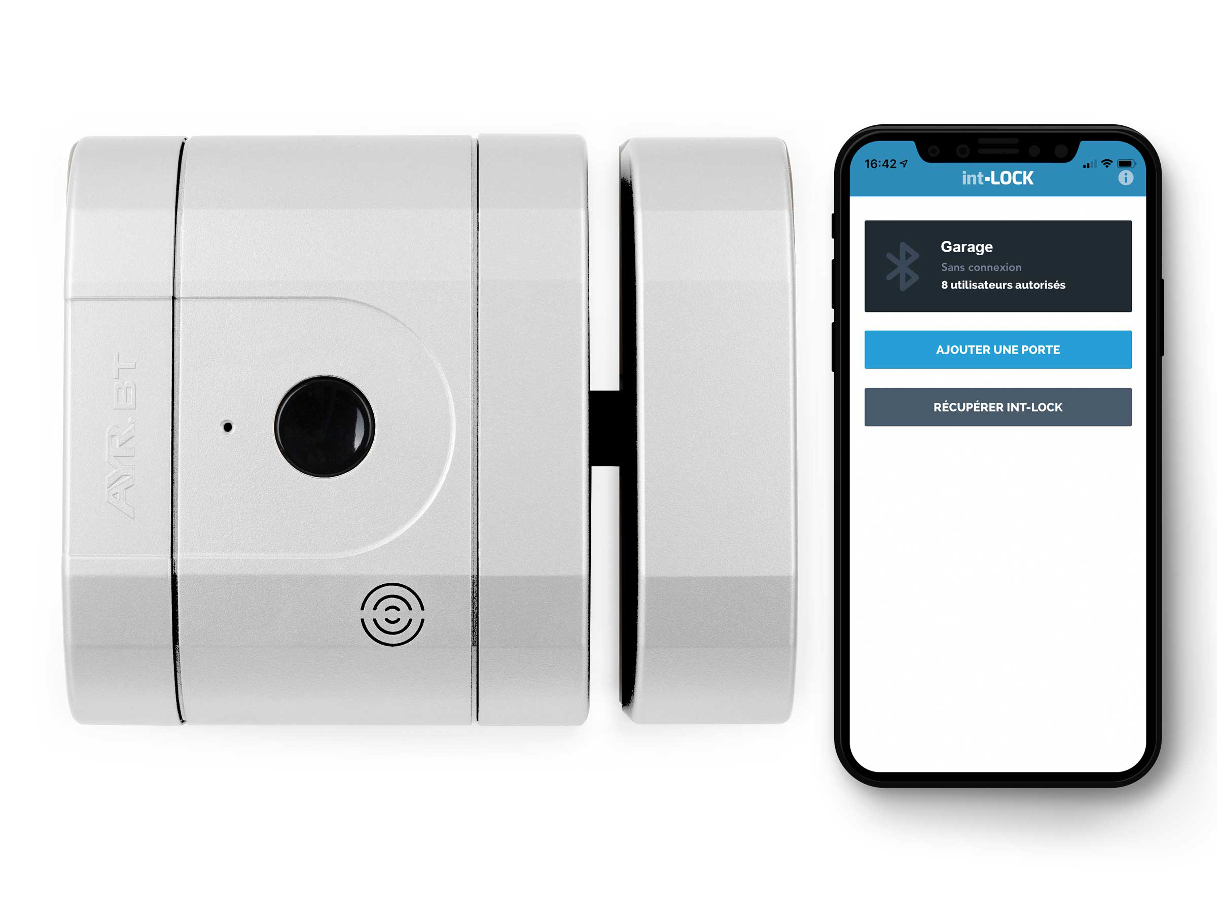 Verrou int-LOCK Bluetooth avec 2 télécommandes + APP pour Smartphone, finition BlancMat-AYR