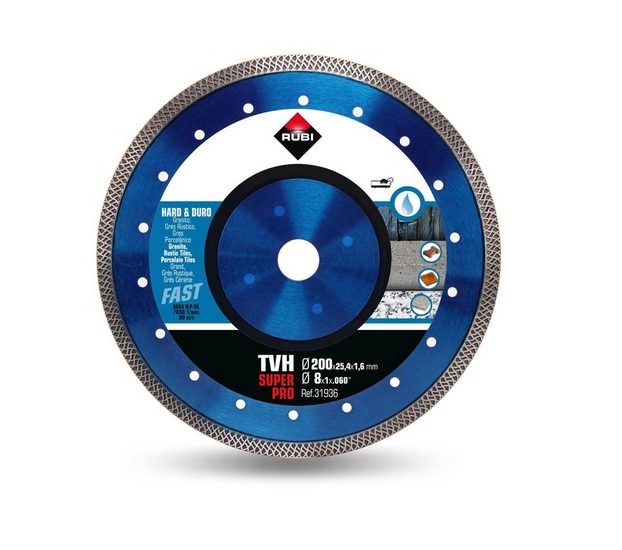 Disque diamant pour matériaux durs 200x25,4x1,6mm TURBO VIPER TVH-200 SUPERPRO Rubi