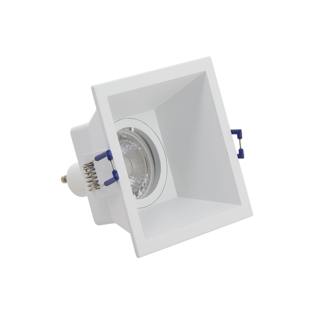 Spot GU10 50W 2700K Carré profond Blanc IP20