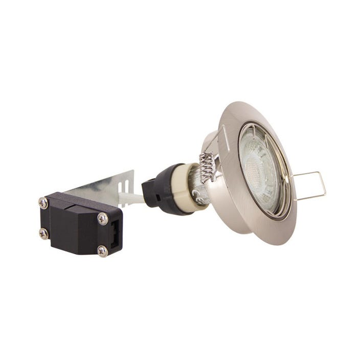 Xanlite - Lot de 5 Spots Encastrés Metal brossé - ORIENTABLE - Ampoule LED GU10 incluses - cons. 4W (eq. 50W) - 345 lumens - Blanc neutre - 4