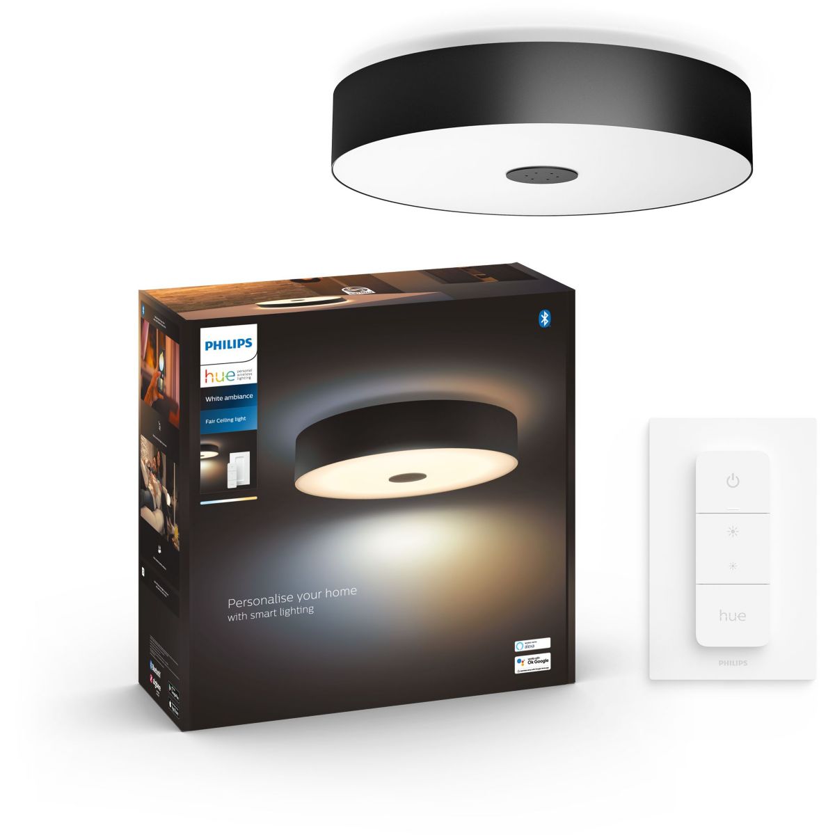Plafonnier PHILIPS HUE White Ambiance FAIR Noir+tlc