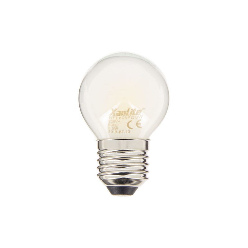 Xanlite - Ampoule LED Filament P45, culot E27, 6,5W cons. (60W eq.), 4000K Blanc Neutre - RFE806POCW 0