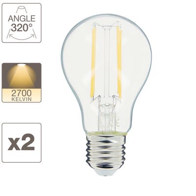 Lot x2 Ampoules à filament LED EDF, standard, culot E27, conso 8W eq. 75W, blanc chaud 2