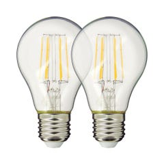 Lot x2 Ampoules à filament LED EDF, standard, culot E27, conso 8W eq. 75W, blanc chaud