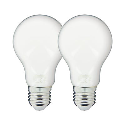 Lot x2 Ampoules à filament LED EDF, standard, opaque, culot E27, conso 8W eq. 75W, blanc chaud 0