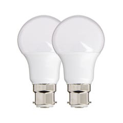 Lot de 2 Ampoules LED A60, culot B22, 9W cons. (60W eq.), lumière blanc neutre 0