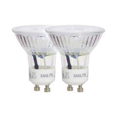 Xanlite - Lot de 2 ampoules LED spots au culot GU10, 5W cons. (50W eq.), lumière blanche chaude - PACK2VG50S 0