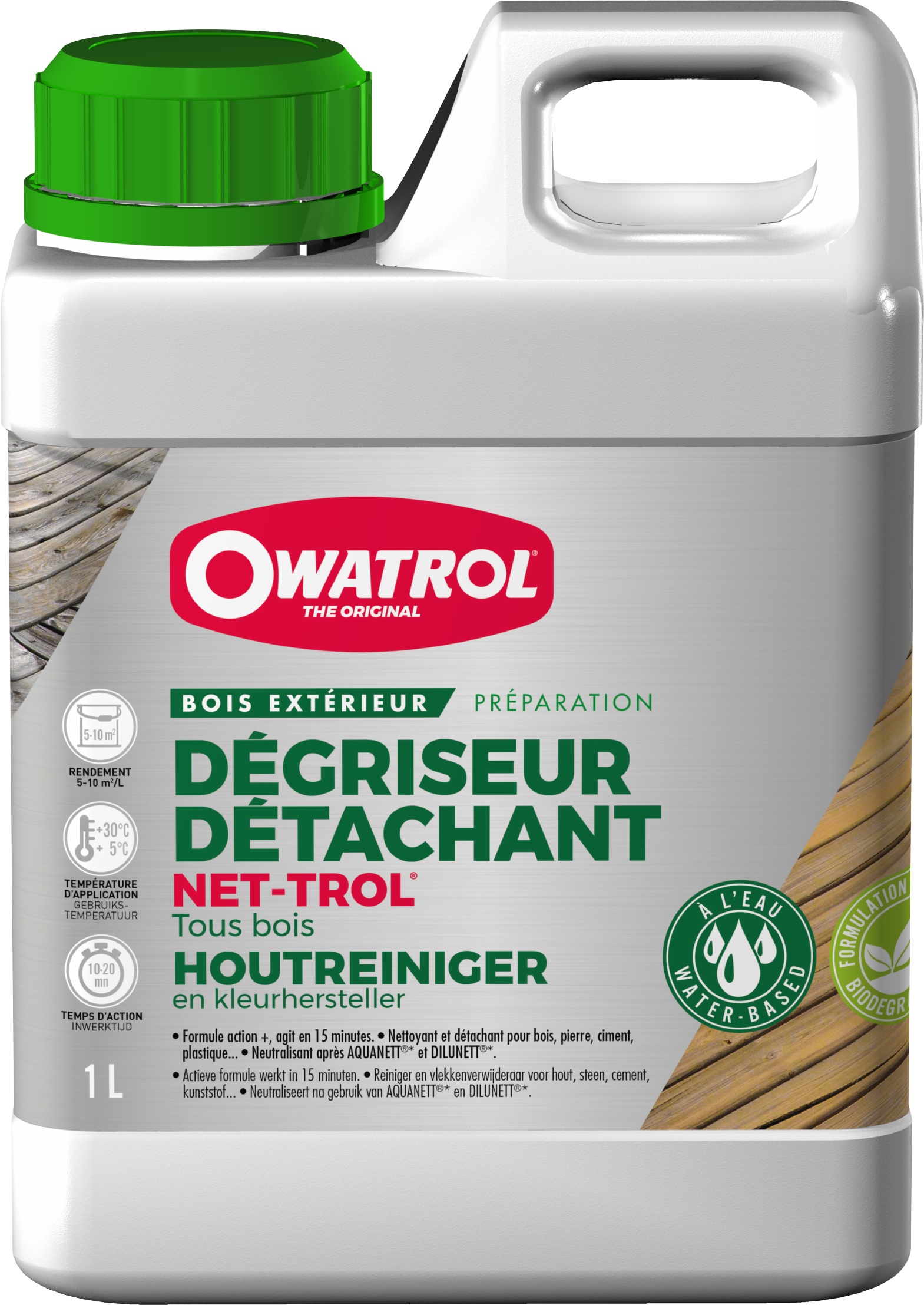 Dégriseur, dégraissant tous bois extérieurs Owatrol NET-TROL 5 litres