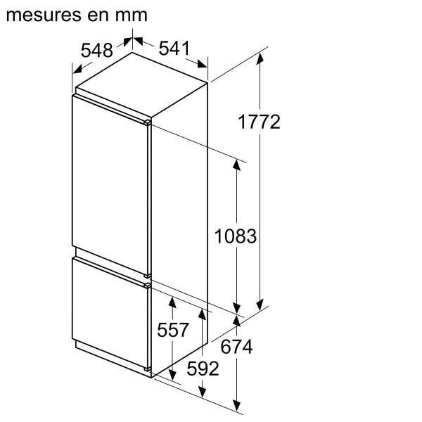 Réfrigérateurs combinés 268L Froid Statique BOSCH 54.1cm, KIV87NSF0 1