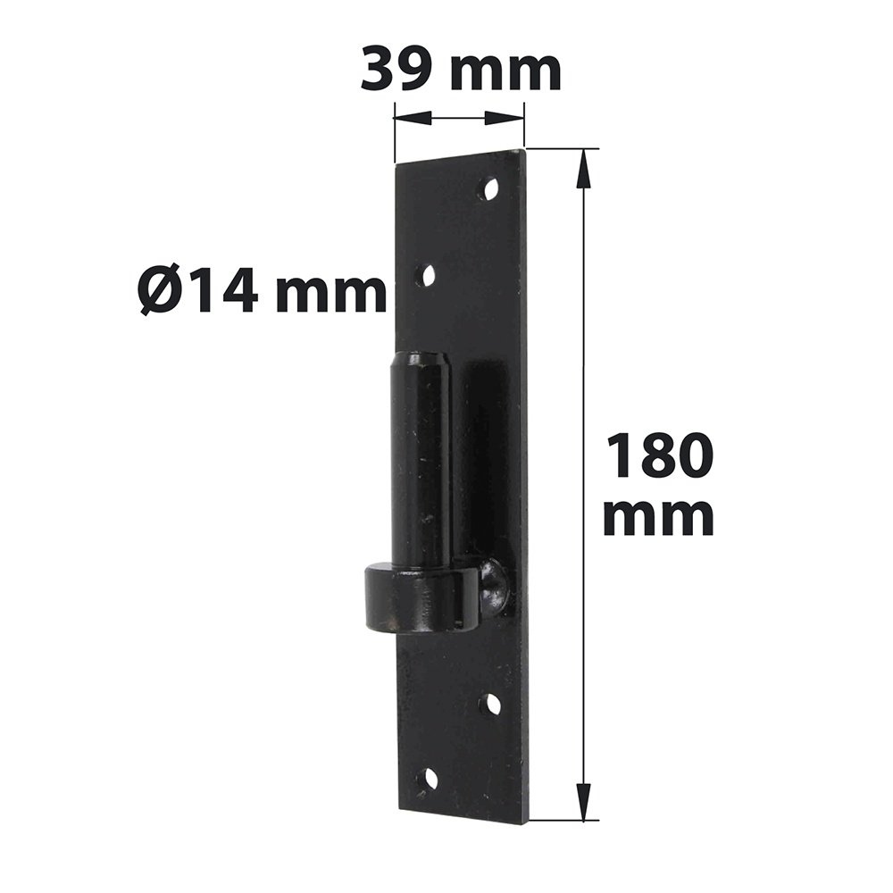 GOND PLATINE BOUT CARRE D14 H180MM NOIR acier prépeint, H.180x Diam.14 mm