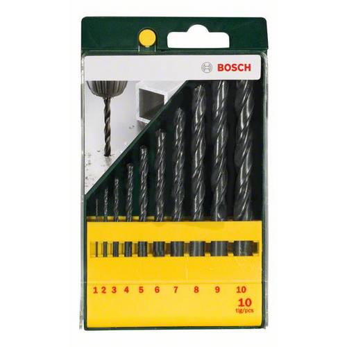 Bosch Accessories 2607019442 HSS Jeu de forets pour le métal 10 pièces laminé au rouleau DIN 338 tige cylindrique 1 2