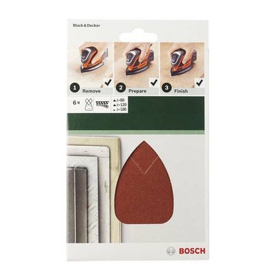 Feuille abrasive pour ponceuse Multi avec bande auto-agrippante, perforé Bosch Accessories 2609256A71 Grain 180 (L x l)