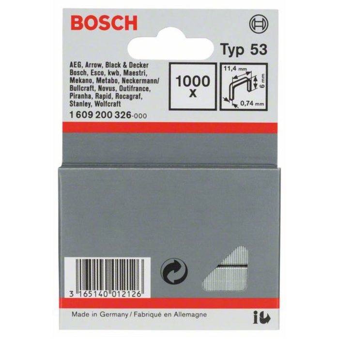Bosch Type de serrage de fil fin 53 11,4 x 0,74 x 6 mm. 1000e 0