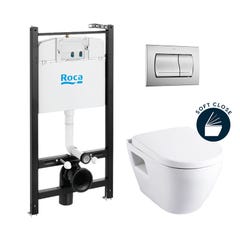 Roca Pack Bâti-support ROCA ACTIVE + WC suspendu SM10 + abattant softclose + plaque de commande chrome mat (RocaActiveSM10-2)