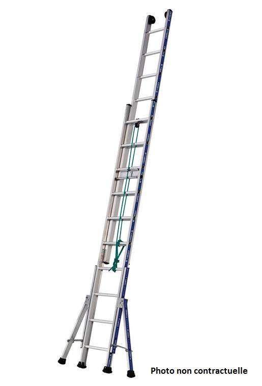 Tubesca - Echelle coulisse à corde en Alu 2x18 échelons accès 10,04 m max. - PLATINIUM 300 Tubesca Comabi