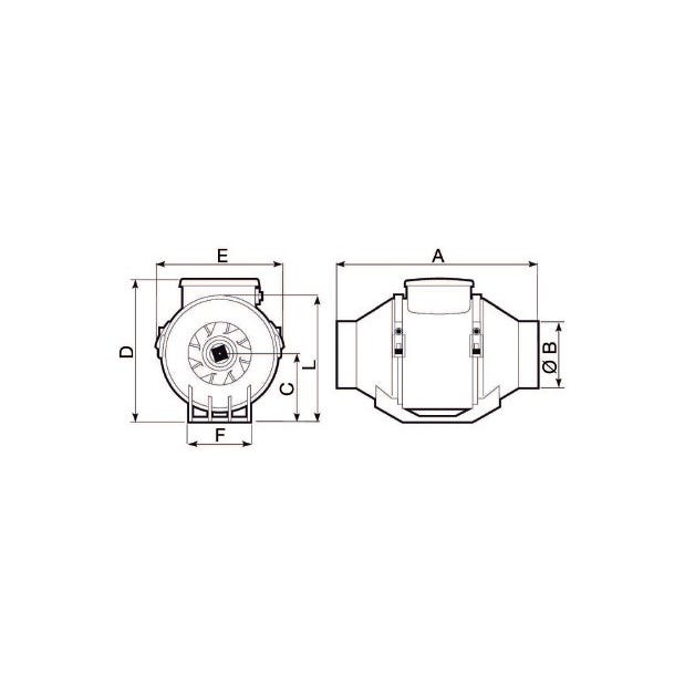 Extracteur centrifuge en conduit 125 mm 33W 365 m3/h LINEO Vortice 4