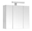 Armoire de toilette éclairante PIAN'O 60cm - 3 portes miroir éclairage LED et prise blanc mat