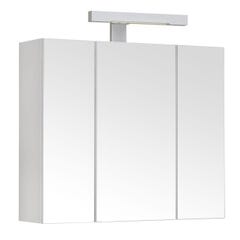 Armoire de toilette éclairante PIAN'O 60cm - 3 portes miroir éclairage LED et prise blanc mat