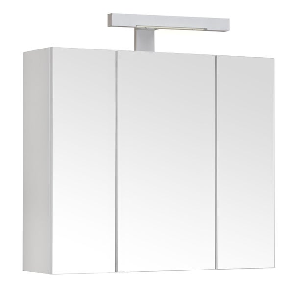Armoire de toilette éclairante PIAN'O 60cm - 3 portes miroir éclairage LED et prise blanc mat 0