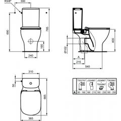 Ideal Standard - Pack WC Aquablade sans bride sortie horizontale alimentation latéral avec abattant frein de chute - TESI Ideal standard 2