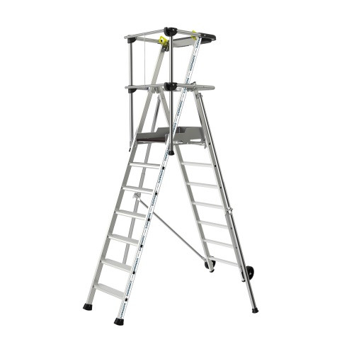 Tubesca - Plate-forme en Alu 8 marches Hauteur accès 3,89 m max. - SHERPAMATIC FIXE Tubesca Comabi