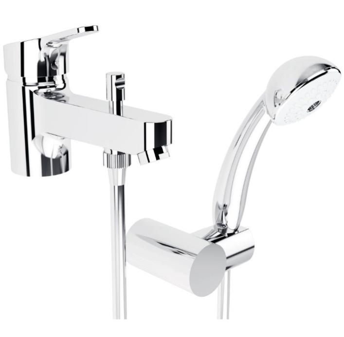 Mitigeur bain-douche Olyos C2 monotrou avec ensemble douche 1 jet chromé Porcher