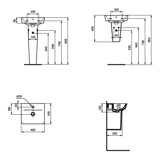 Ideal Standard - Lave-mains Cube 40 X 35 Cm Blanc - Connect Air 1