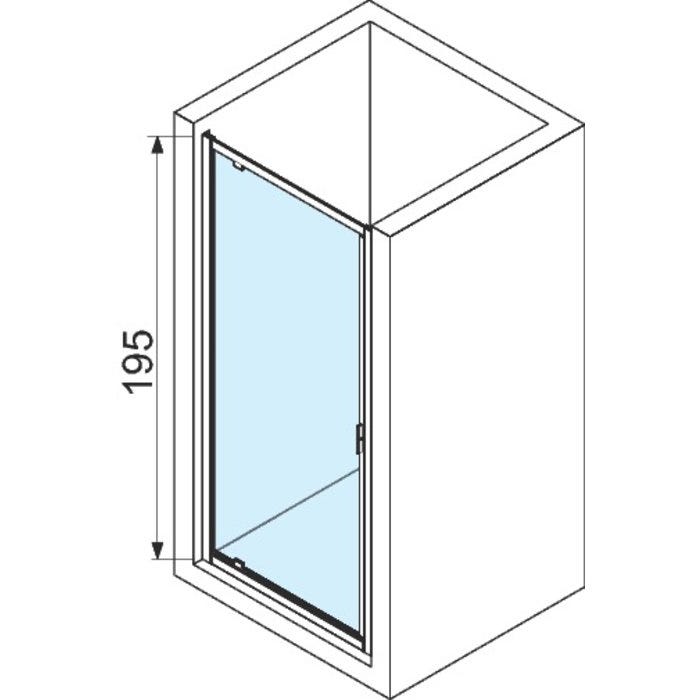 Porte pivotante 84-90 x H.195 cm vitrage transparent profilé blanc LUNES 2.0 G Novellini 1