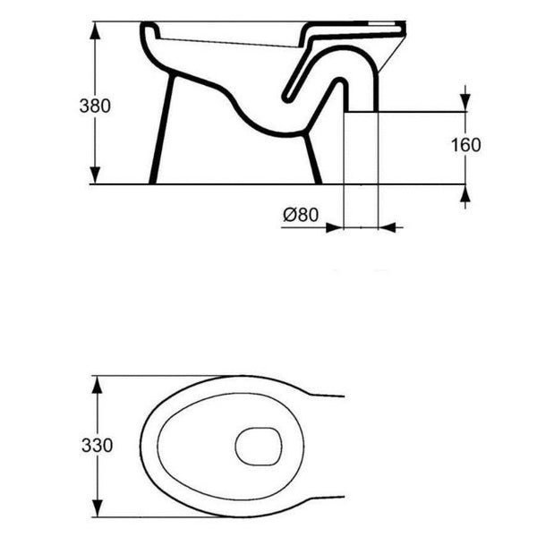 Cuvette WC sans abattant ASPIRAMBO sortie orientable 80mm - PORCHER - P233001 2