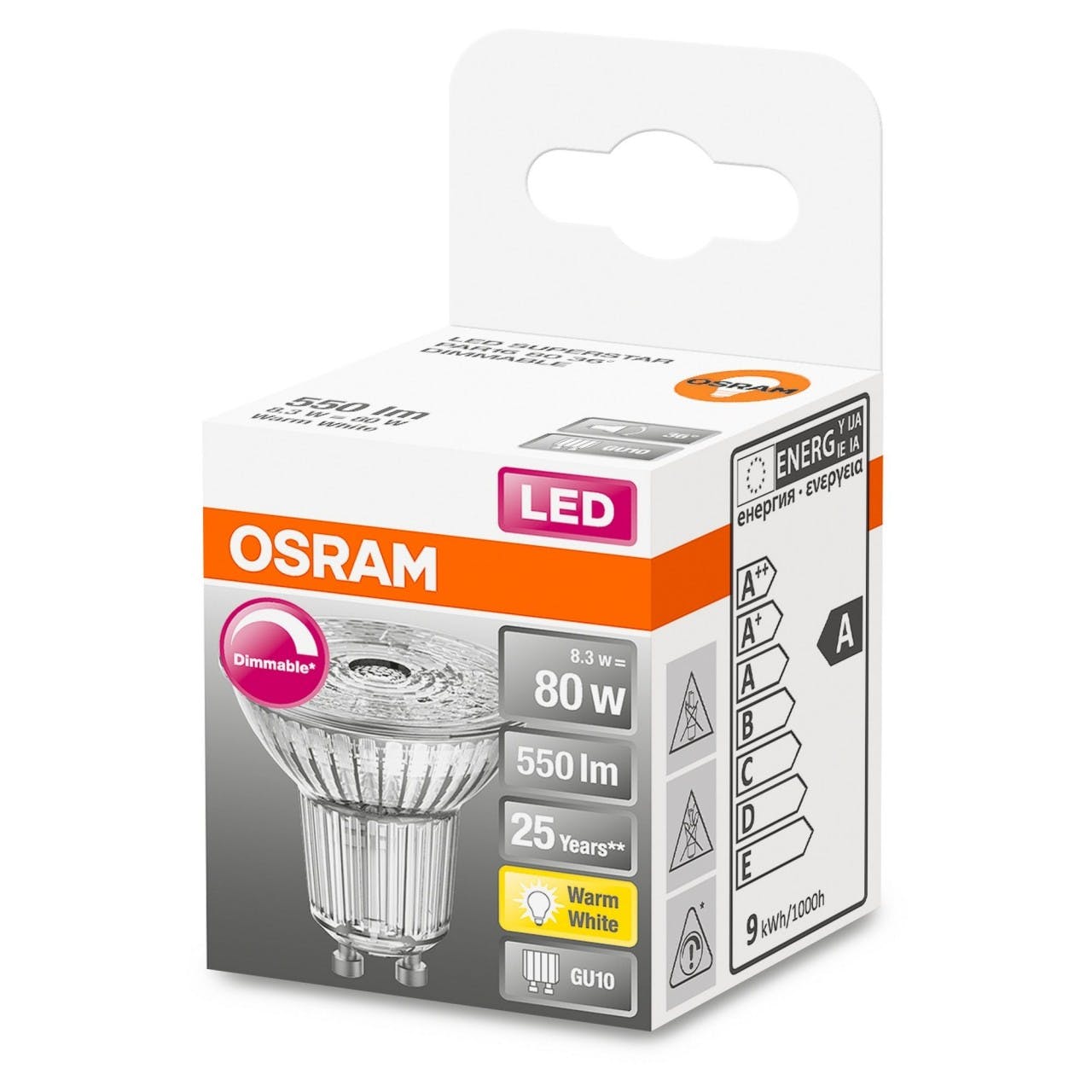 Osram 4058075453661 Led Cee 2021 A (a++ - E) Gu10 Réflecteur 8.3 W = 80 W Blanc Froid (ø X L) 50 Mm X 52 Mm 1 Pc(s) 6
