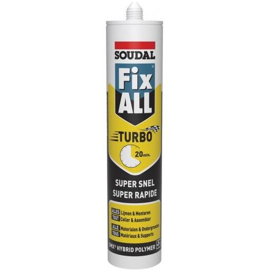 Mastic colle Fix All Turbo blanc cartouche 290ml - SOUDAL - 121923