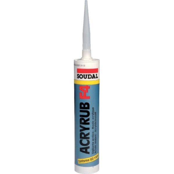 Mastic acrylique Acryrub F4 blanc cartouche 300 ml - SOUDAL - 120659