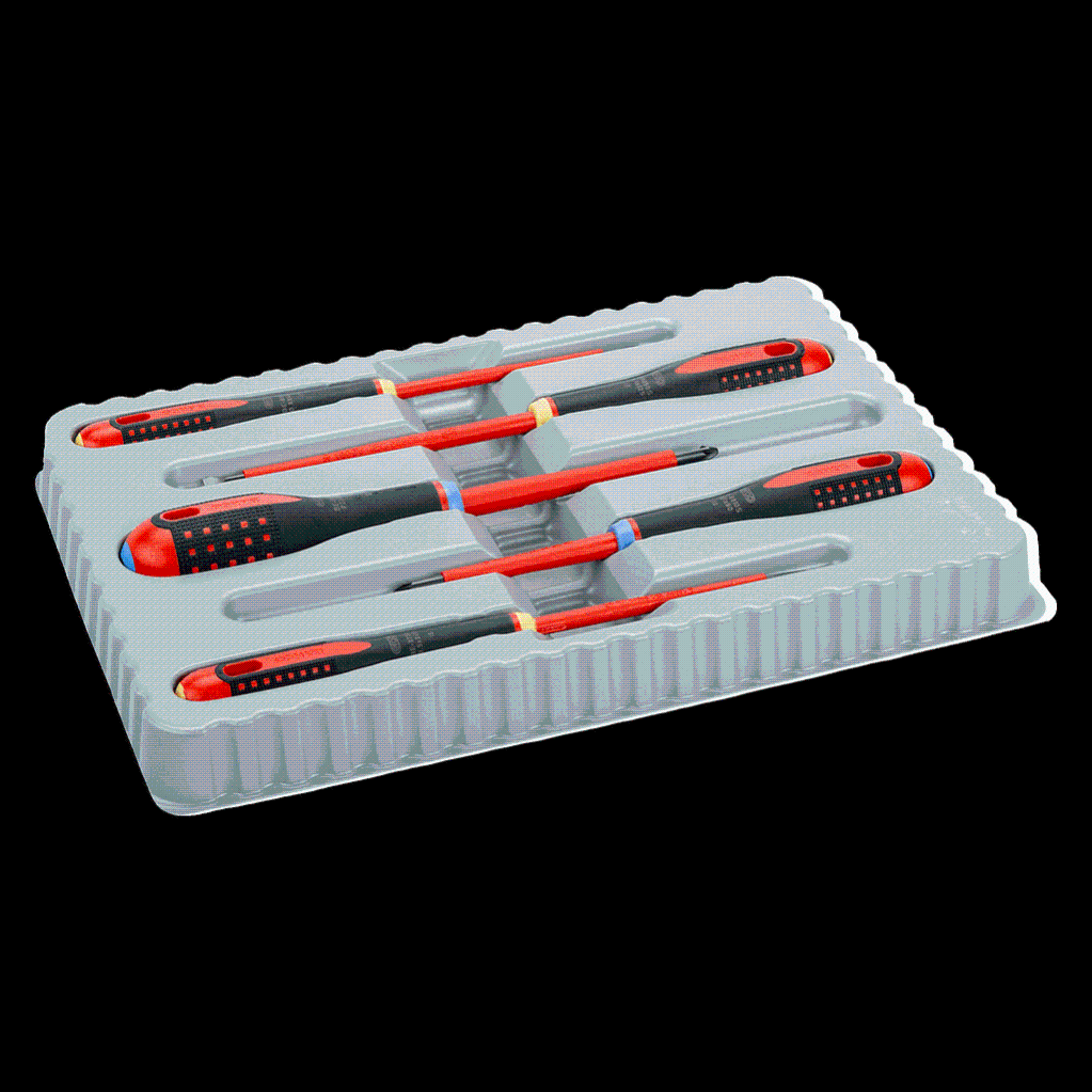 Jeu de 5 tournevis ERGO isolés VDE pour vis à fente et Pozidriv avec manche tri-matière BE-9882S Bahco